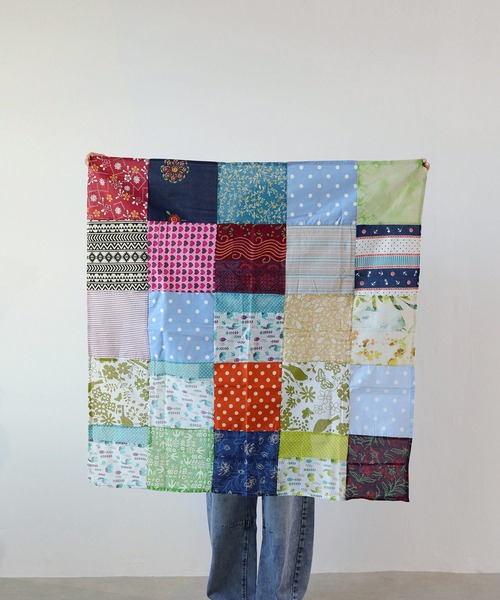 ブランケット パッチワーク ハンドメイド マルチカバー 100cm×100cm