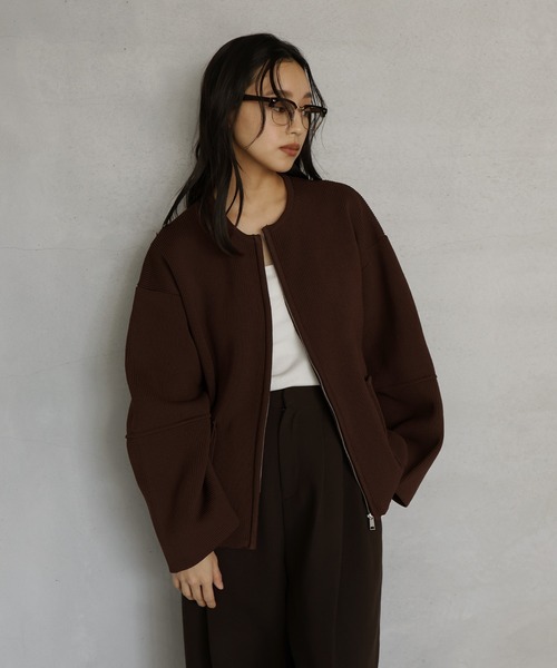 hellam（ヘラム） カーディガン ジップアップニットカーデ レディース