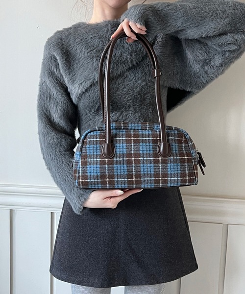 by muni:r ボストンバッグ 「3色展開」ウィンターチェック ボストン