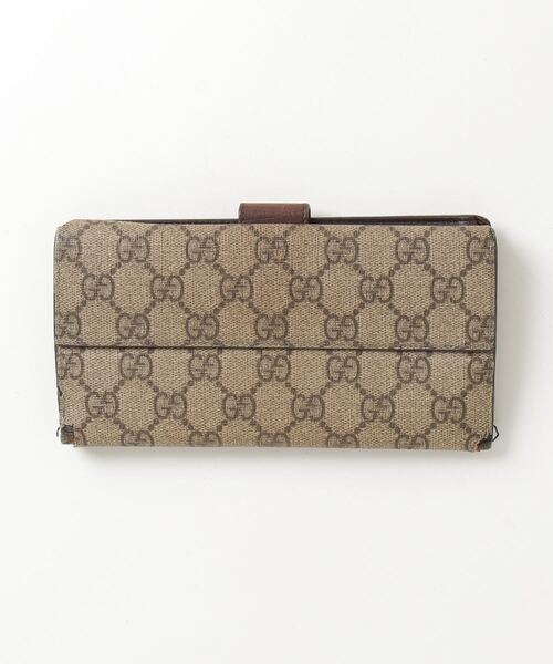 GUCCI（グッチ） GGスプリーム Wホック 長財布 - ベージュ レディース