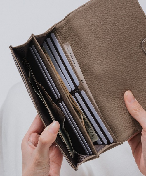 MURA（ムラ） 財布 エコレザー 日本製スナップボタン 牛本革 がま口 長
