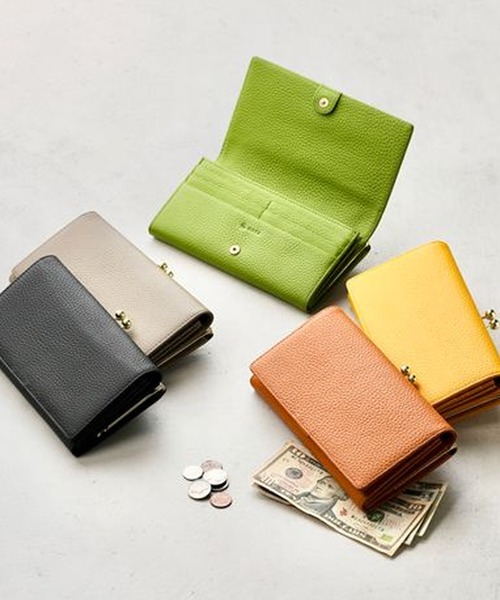 MURA（ムラ） 財布 エコレザー 日本製スナップボタン 牛本革 がま口 長