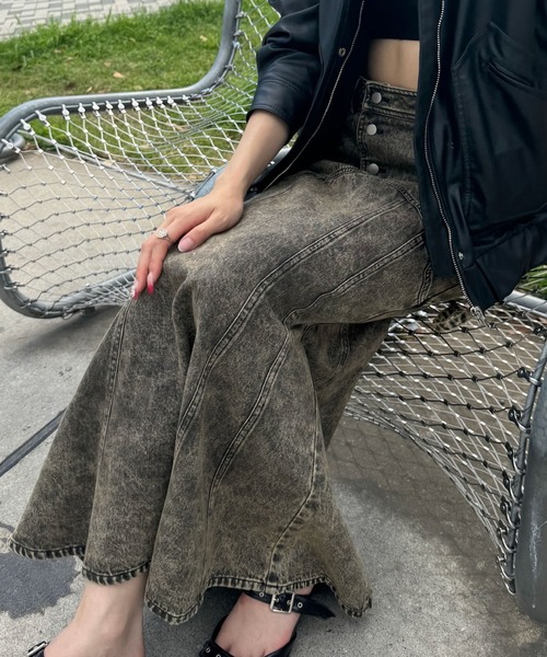 THE MILES スカート :SOLA レイヤードブリーチロングスカート「9een21