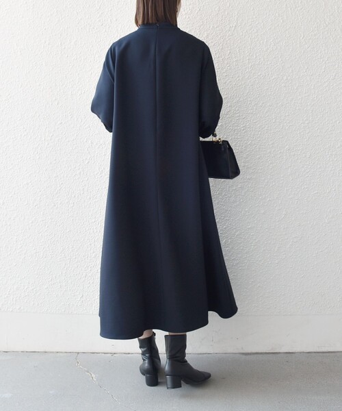 SHIPS any ワンピース any:「洗濯機可能」ダブルクロス フリル パフ