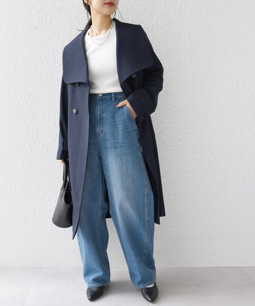 SHIPS any コート アウター any: ドライツイル ショールカラー Aライン