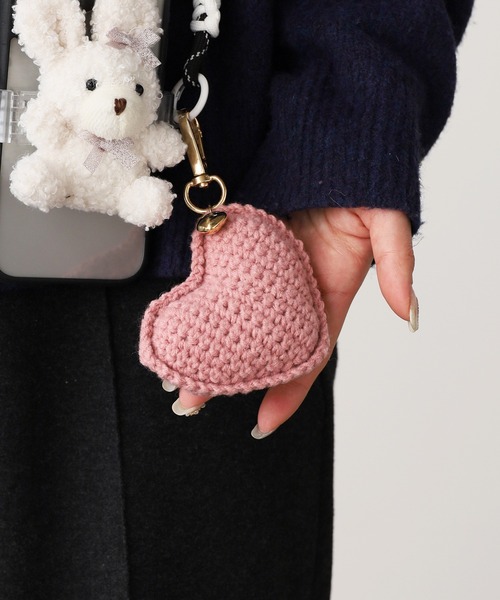 ROOP TOKYO キーホルダー Knitted stuffed heart key chain/編みぐるみ