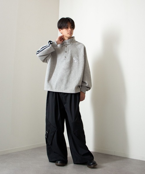 Nilway（ニルウェイ） トレーナー スウェット 薔薇 刺繍 ハーフボタン