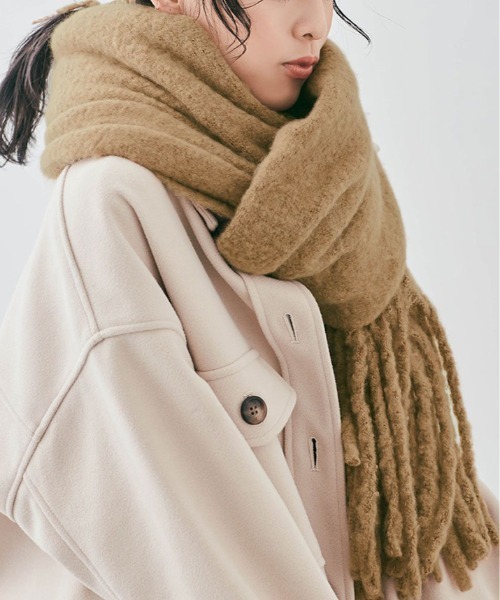 マフラー ストール スフレ ニット フリンジ レディース : ZOZOTOWN