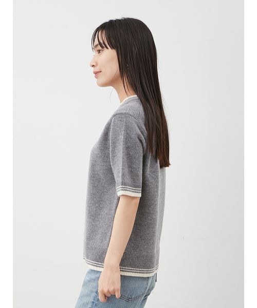 Mila Owen（ミラオーウェン） ニット セーター 配色ラインミドルゲージ