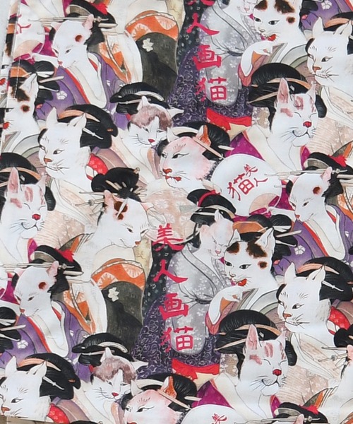 utatane 着物 着物 単衣 ニコアンティーク 美人画猫 レディース