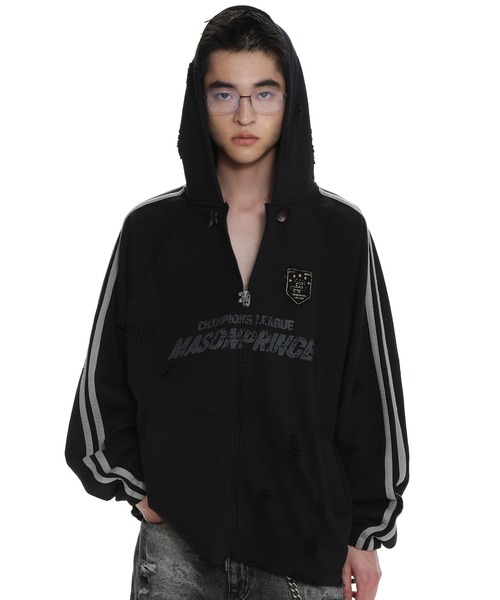 MASONPRINCE パーカー オーバーサイズ ラグラン サイドライン ダメージ