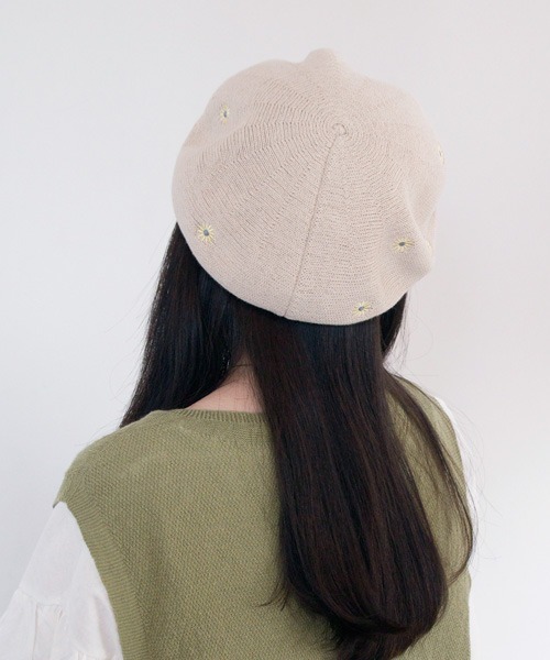 polcadot（ポルカドット） 帽子 ベレー帽 フラワー刺繍サーモベレー帽