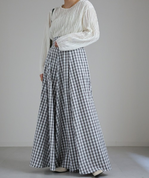 sakishimatokyo スカート ギンガムチェック/無地ボリュームフレア