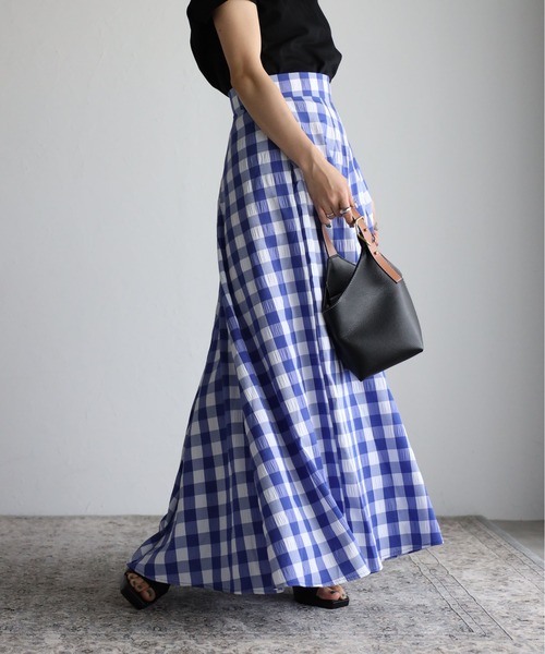 sakishimatokyo スカート ギンガムチェック/無地ボリュームフレア