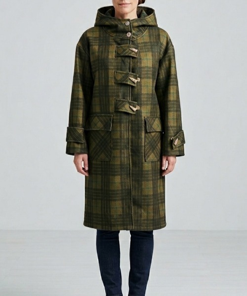 ダッフルコート コート チェック柄ダッフルコート レディース