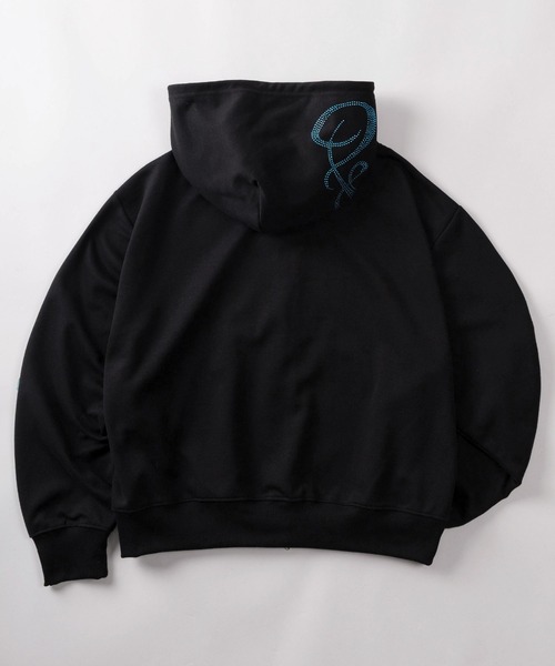 パーカー 「82」ラインストーン ショート丈 ジップパーカー/ポンチ