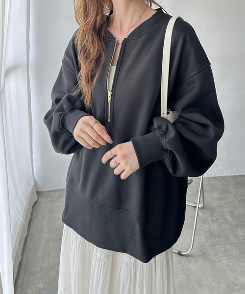 GeeRA（ジーラ） トレーナー スウェット フロントハーフジップ裏起毛