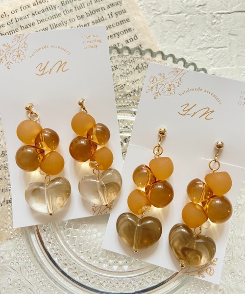 TONE（トネ） ピアス 「YM」鈴丸ビーズ×ハート(MA) レディース