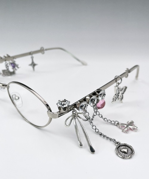 Candlestick 伊達メガネ メガネ 眼鏡 レトロ ビジュー デコレート