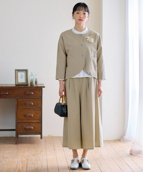 Neina セットアップ 「フォーマル」リネンライクパンツスーツ3点セット