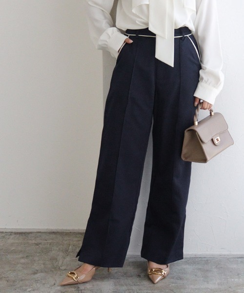 Pierrot（ピエロ） スラックス パンツ 配色パイピングパンツ