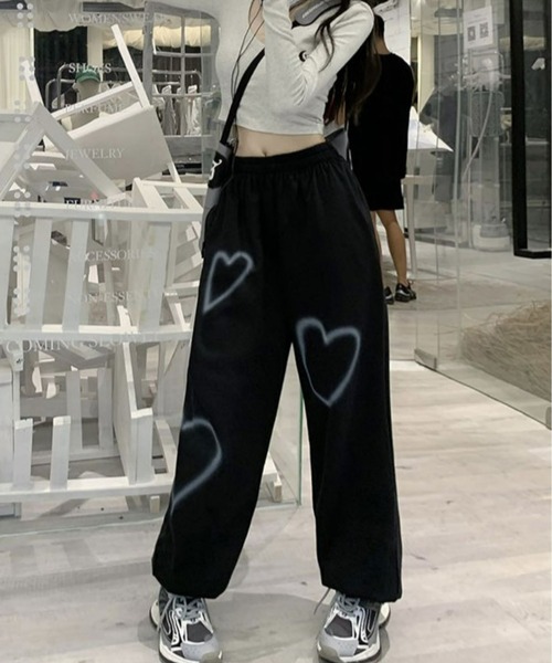 CANVAS+ スウェットパンツ ジャージ 「CANVAS+」ハートペイント