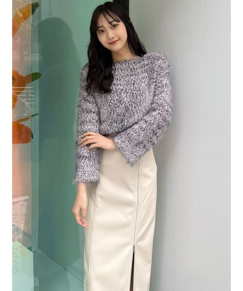 MURUA（ムルーア） スカート ZIPスリットフェイクレザーナロースカート