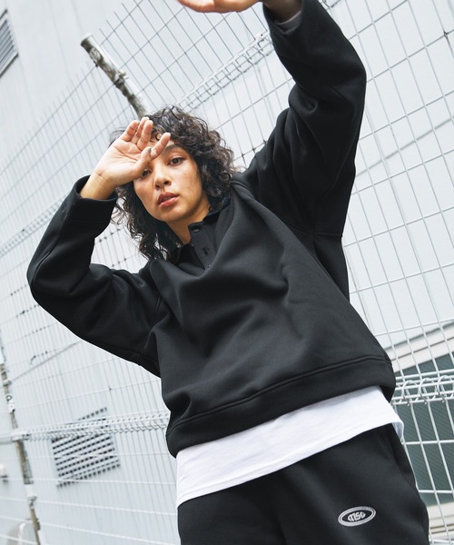 トレーナー スウェット 「 セットアップ 」ロゴ刺繍襟付きスウェット+