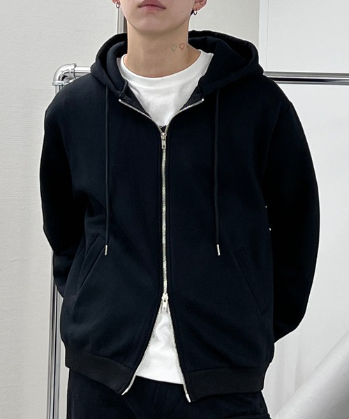パーカー 裏起毛ダブルZIPビッグパーカー レディース メンズ