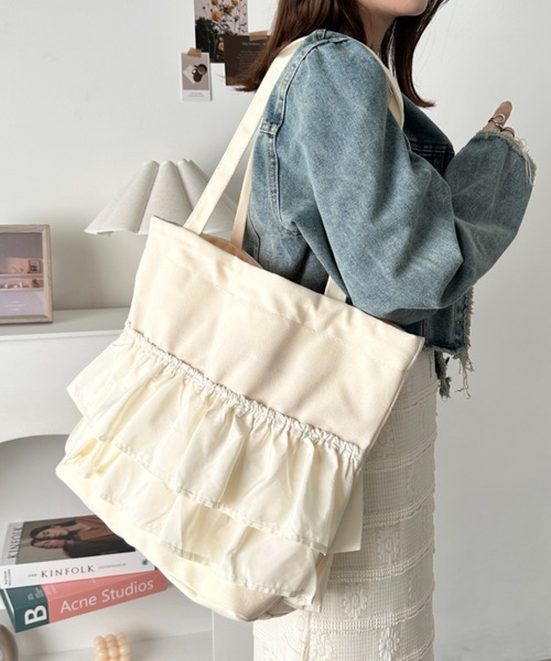 CLEA トートバッグ 「A4サイズ対応」2wayフリルトートバッグ