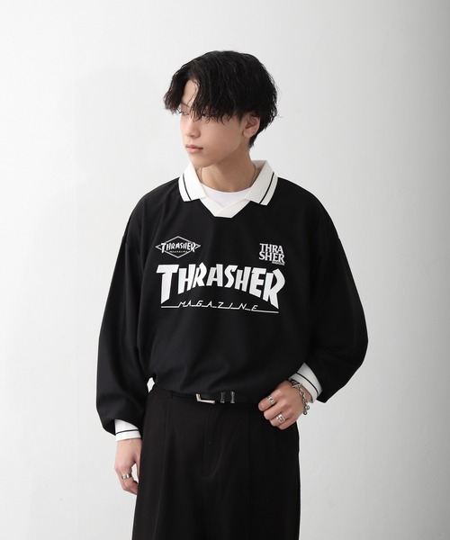 THRASHER（スラッシャー） tシャツ 襟付き ゲームシャツ ロング