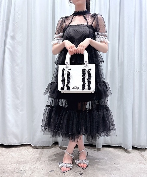 lilLilly（リルリリー） ショルダーバッグ フリルキャンバスリボン