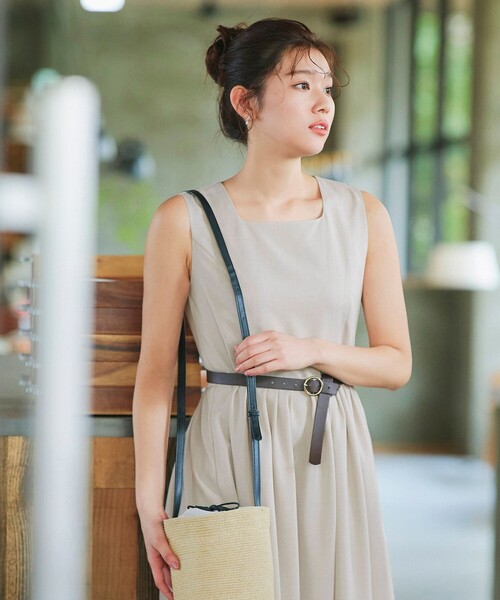 Tiaclasse ワンピース 麻調スクエアネックワンピース : ZOZOTOWN Yahoo