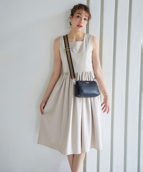 Tiaclasse ワンピース 麻調スクエアネックワンピース : ZOZOTOWN Yahoo