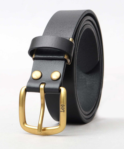 Lee（リー） ベルト 本革 ゴールドスクエアバックル レザーナロー