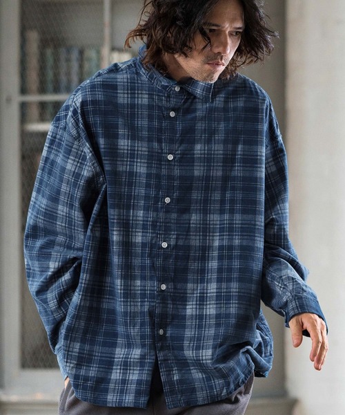 CAMBIO（カンビオ） シャツ ms5774- Vintage Like Indigo Check Shirts