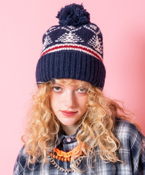 ニット帽 ニットキャップ an meets zakka レトロノルディック柄