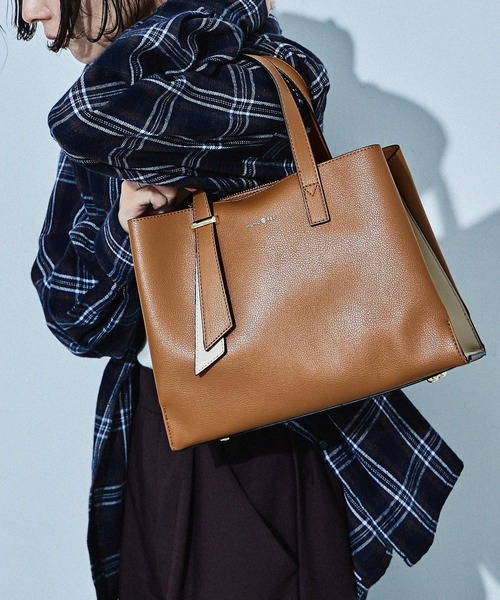 HUNDRED ハンドバッグ アシメデザイン バイカラー2wayハンドバッグ