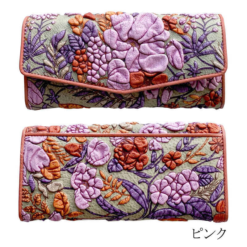 デコブランシェ 財布 長財布 レザー 京香 本革 友禅革 花柄 ウォレット