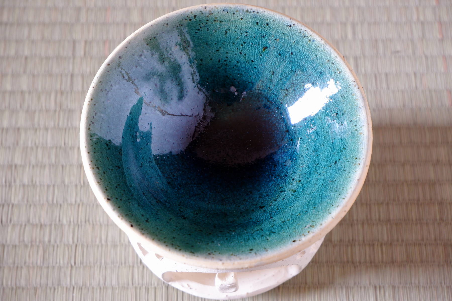 青色ガラスアロマポット | 陶器・植木鉢の通販サイト | 陶房然庵