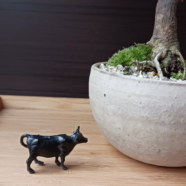 ミニチュア 添配 フィギュア 盆景 牛 （ うし ） 銅製 zengarden