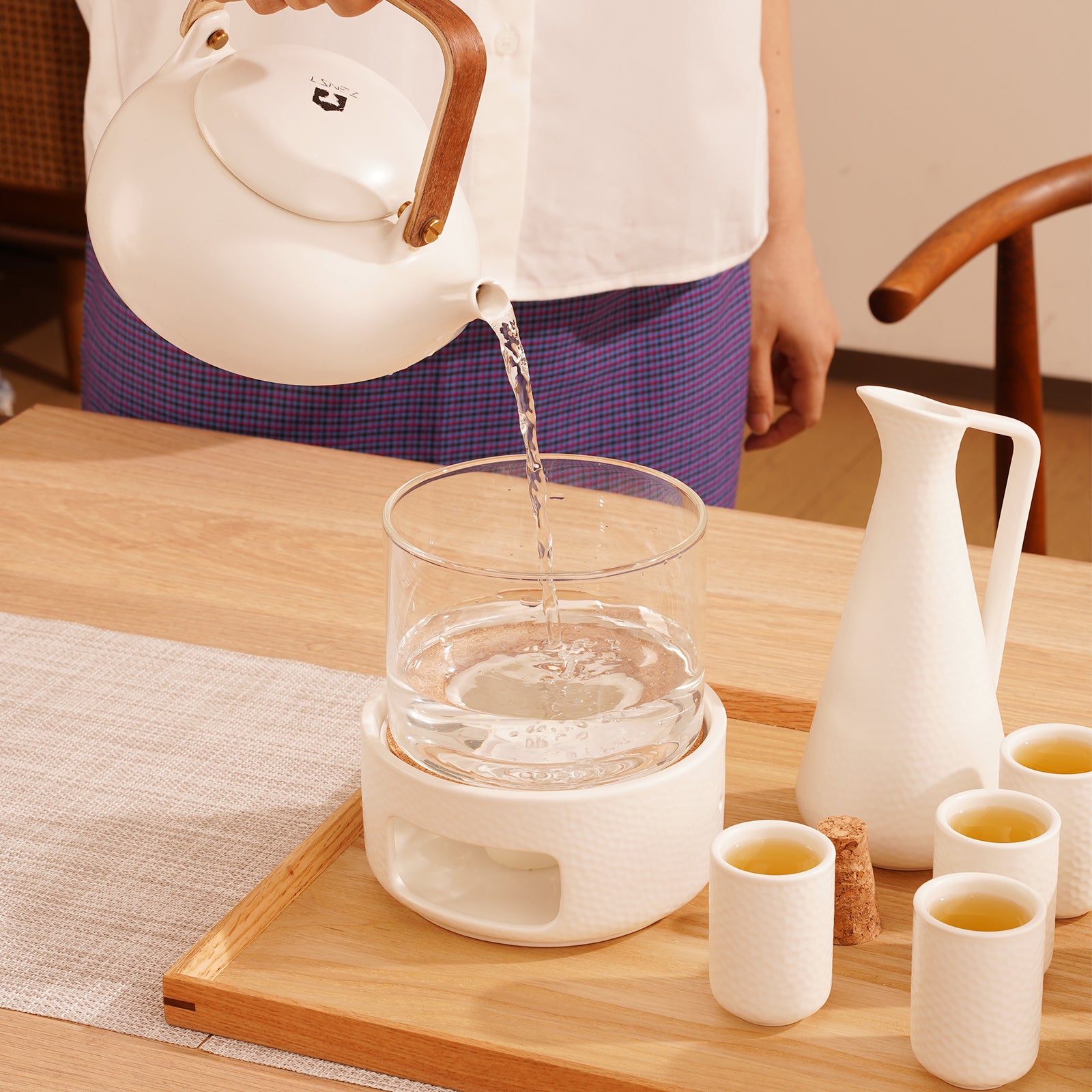 ZENS Japanese Sake Set Ceramic 12 oz Sake Bottle & Sake Cups Gift