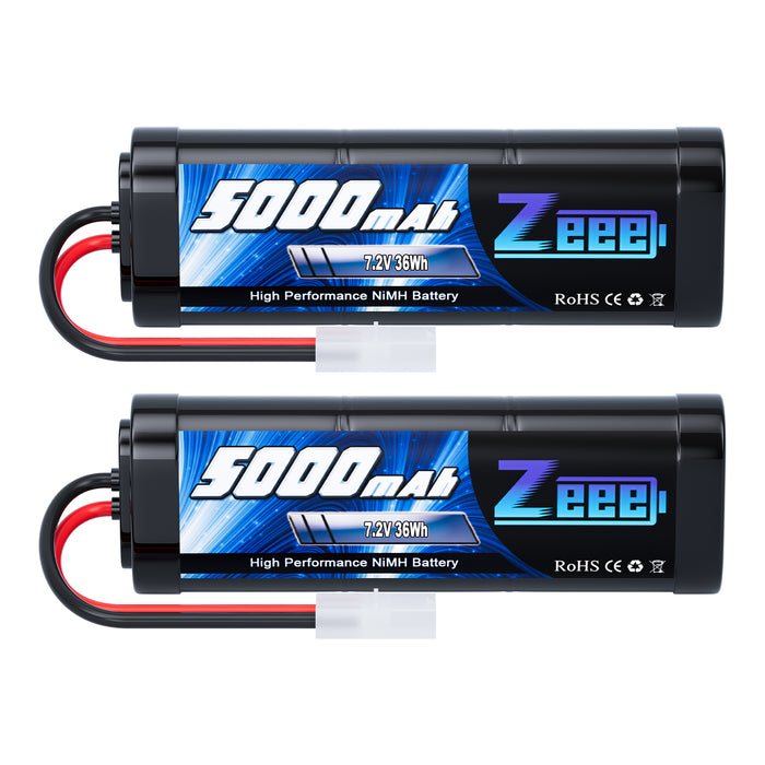 Zeee 7.2V 5000mAh NiMH Battery with Tamiya Plug 6-Cell Rechargeable Ba