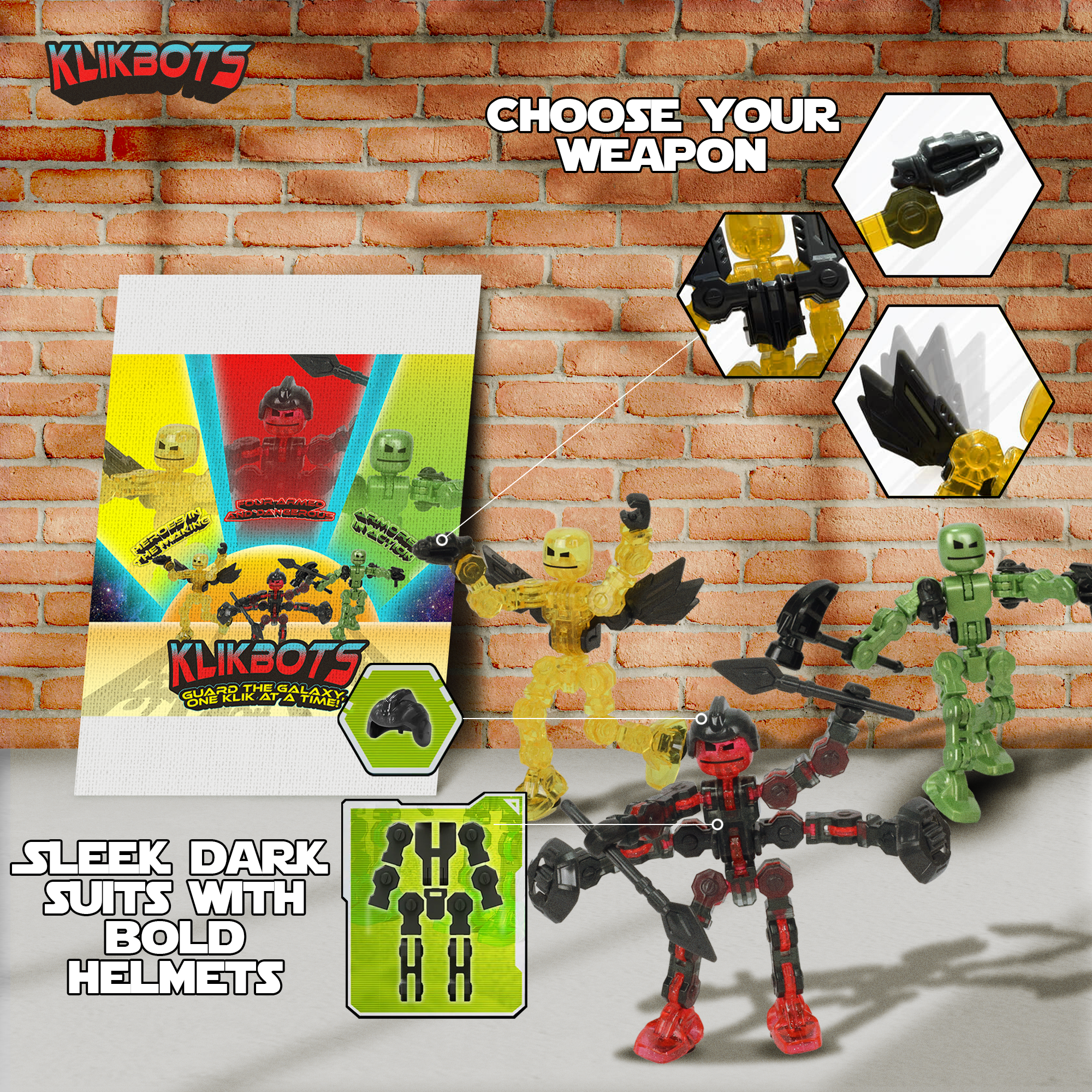 Klikbot Galaxy 3 Pack: Poseable Action Figures with Accessories