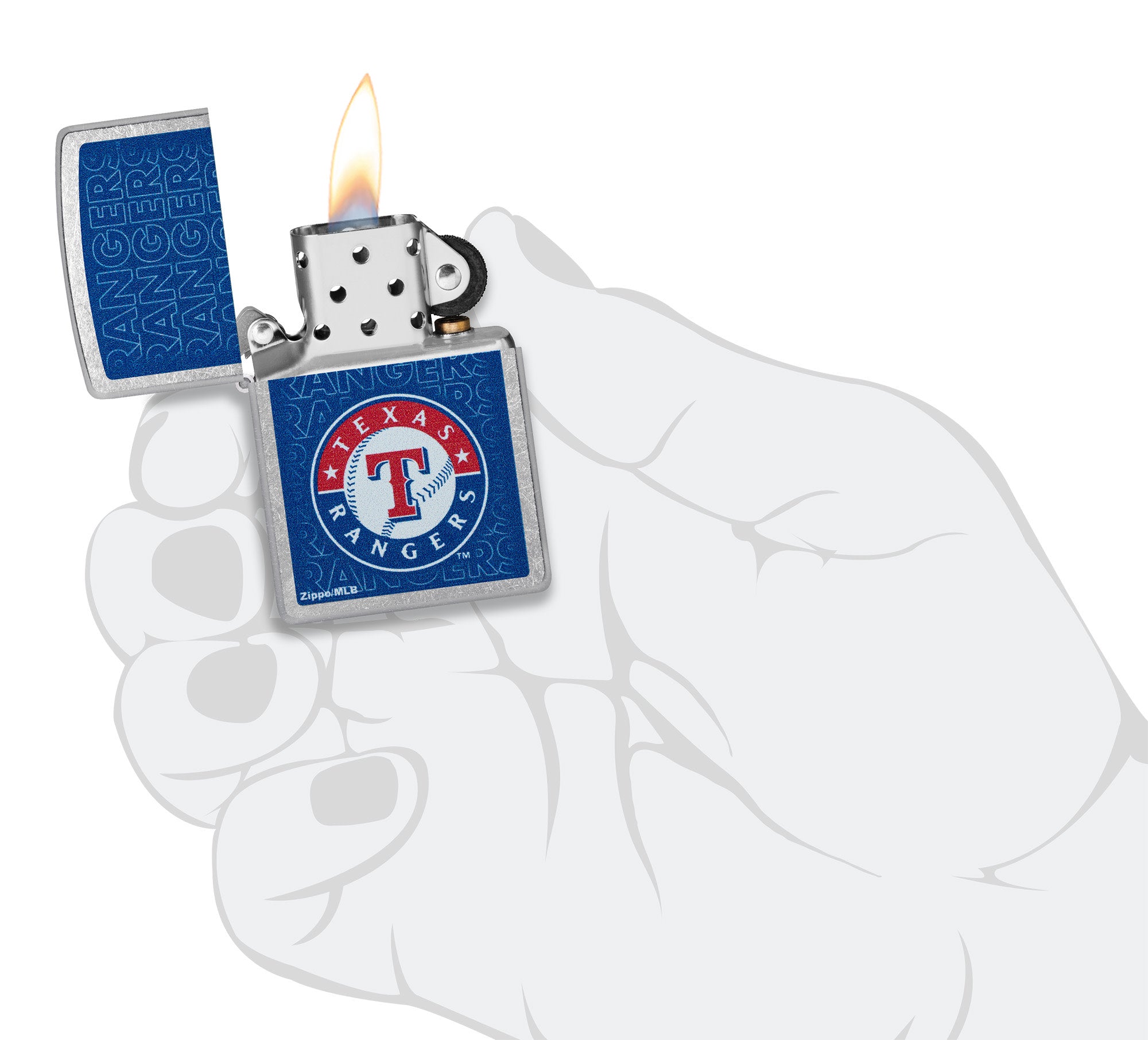 Zippo MLB® Texas Rangers™ Logo Design Street Chrome Windproof