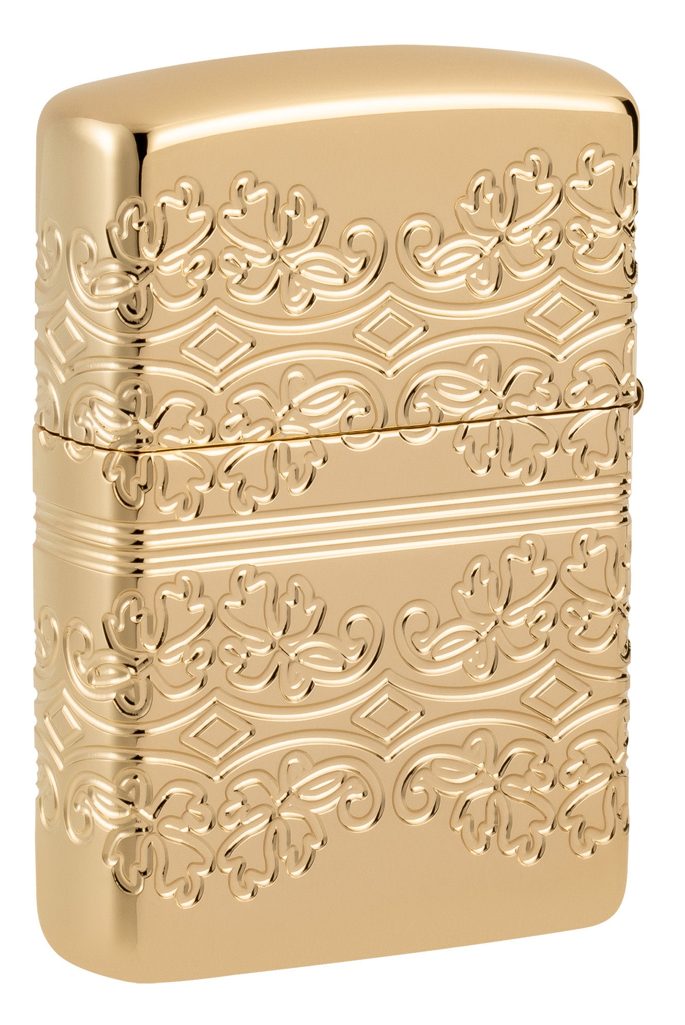 Zippo Lucky Clover Design Armor® High Polish Gold Plate Windproof
