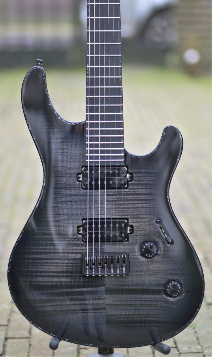 Mayones Regius 7 - Trans Graphite Black Burst Gloss - Zjons