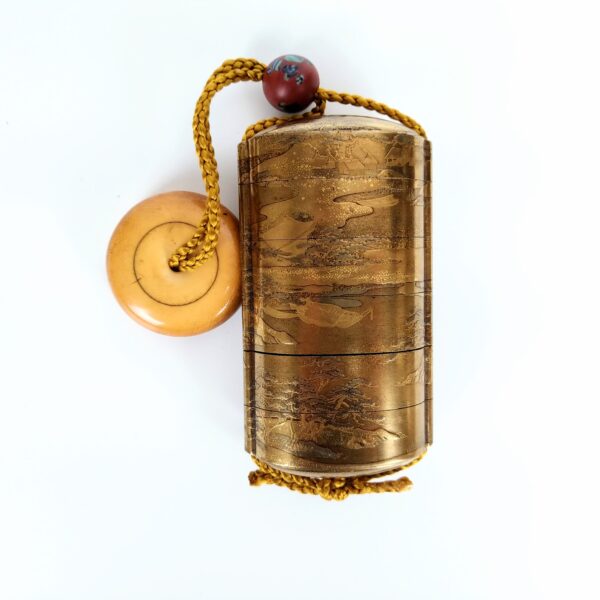 金蒔絵印籠 蜻蛉玉緒締 吊るし亀饅頭根付 – 古美術西川