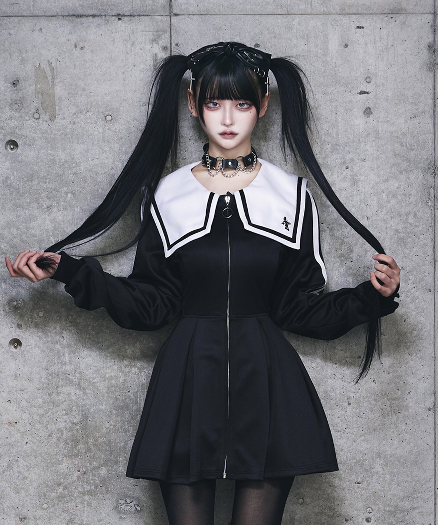 セーラーカラーサイドあきジャージワンピース– A AM STUDIO