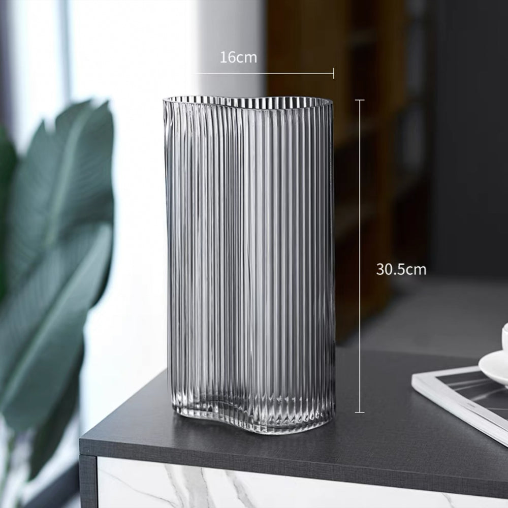 ストライプウェーブガラスフラワーベース – acacia